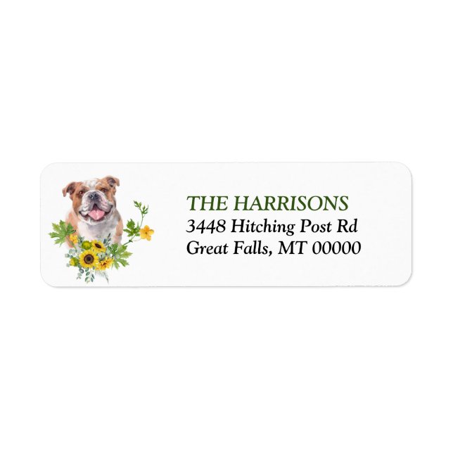 Etiqueta Bulldog Eucalyptus de girasol (Frente)