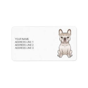 Etiqueta Bulldog Francés crema / Perro Frenchie y texto