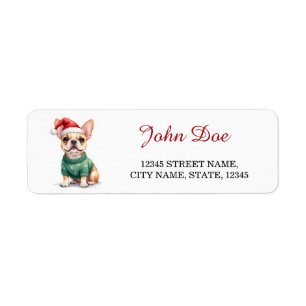 Etiqueta Bulldog Francés en Jersey de Navidad Dirección de