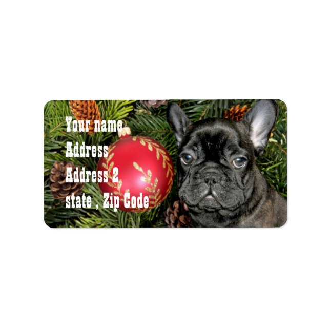 Etiqueta Bulldog francés navidades (Frente)