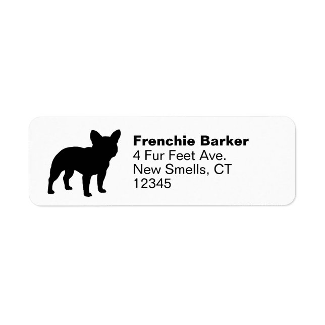 Etiqueta Bulldog francés negro Silhouette Frenchie Dog (Frente)