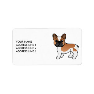 Etiqueta Bulldog francés Red Piebald Cute Caricatura Perro