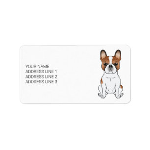Etiqueta Bulldog francés Red Piebald Cute Caricatura Perro