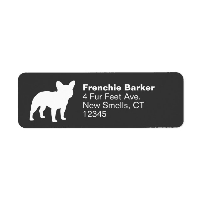 Etiqueta Bulldog francés Silhouette Frenchie Dog Personaliz (Frente)