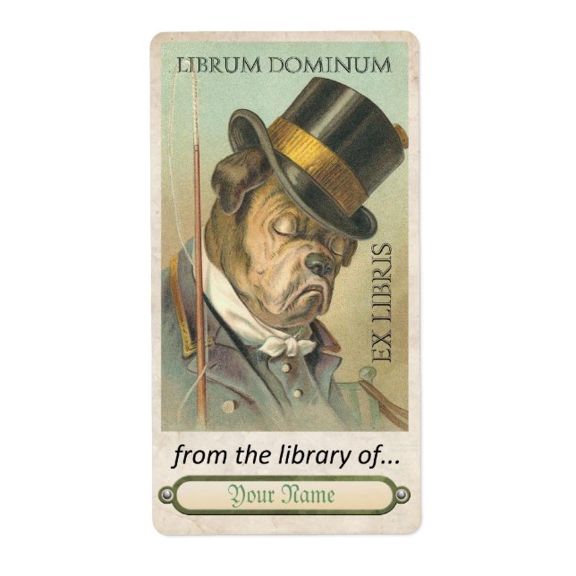 Etiqueta Bulldog - ID de la placa del libro (Frente)