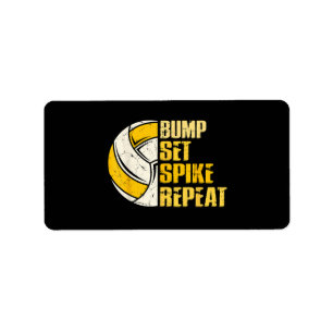 Etiqueta Bump Set Spike Repetir voleibol Gracioso