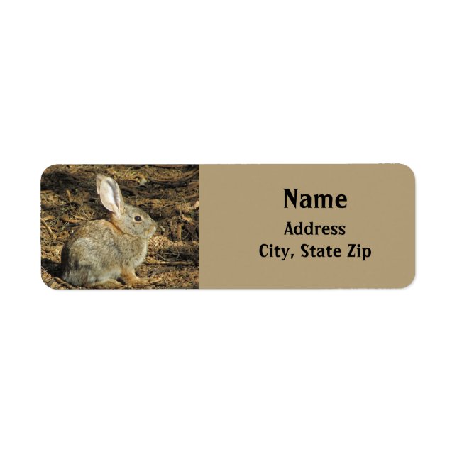 Etiqueta Bungalow Cute Little Rabbit Brown Desert Animal (Frente)