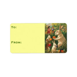 Etiqueta Bunnies de Pascua con huevos