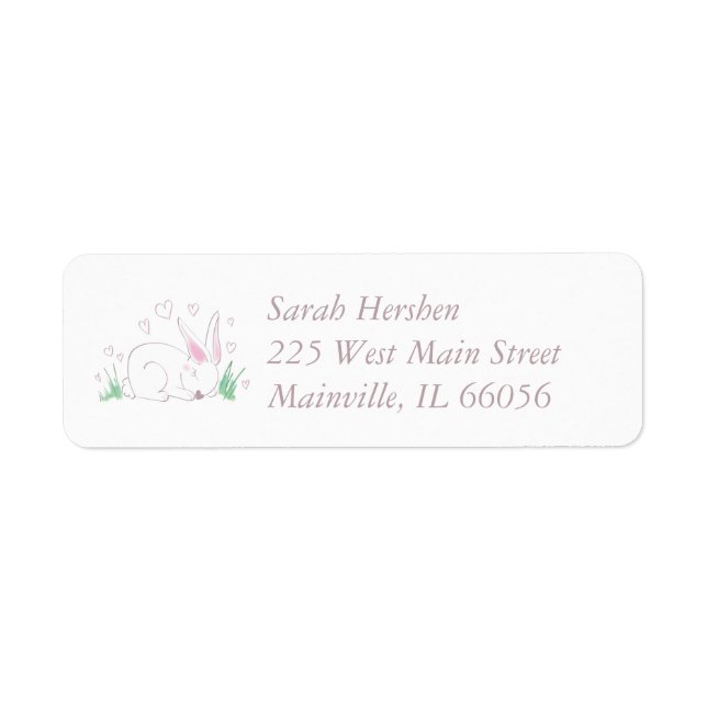 Etiqueta Bunny Baby Shower Spring Pink Chica (Frente)