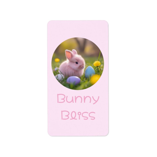 Etiqueta Bunny Bliss - Pascua de conejo rosado (Frente)