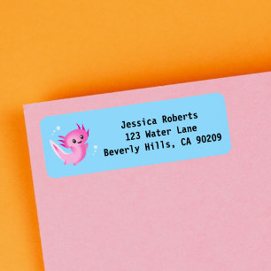 Etiqueta Burbuja Axolotl rosa morado con nombre