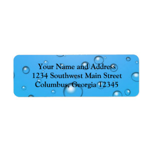 Etiqueta Burbujas claras, agua azul