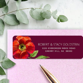Etiqueta Burgundy Bat Mitzvah Floral Modern Return Address