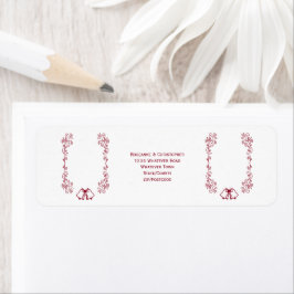 Etiqueta Burgundy Bells Scrollwork Boda Return Address