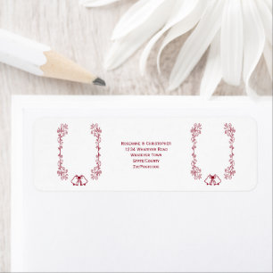 Etiqueta Burgundy Bells Scrollwork Boda Return Address