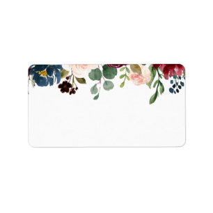 Etiqueta Burgundy Bouquet En blanco