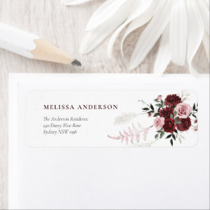 Etiqueta Burgundy Dusty Rosa Bridal Shower Dirección de dev