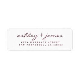 Etiqueta Burgundy Elegant Script Boda Return Address
