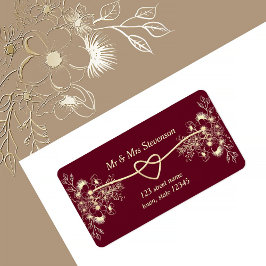 Etiqueta Burgundy Floral Dorado Gilded