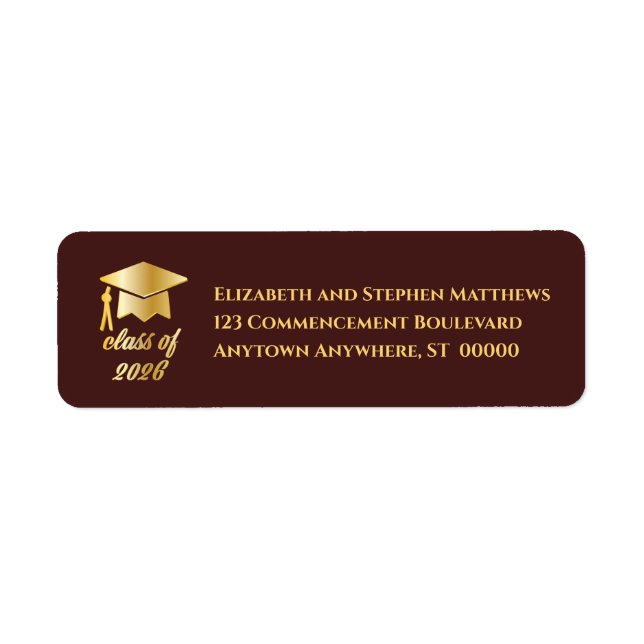 Etiqueta Burgundy | Gold Class of 2026 Graduation Cap Label (Frente)