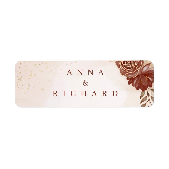 Etiqueta Burgundy & Gold Floral Wedding Invitation (Frente)