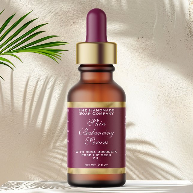 Etiqueta Burgundy Gold Small Dropper Bottle Label  (Subido por el creador)