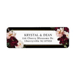 Etiqueta Burgundy Oscuro Floral de Tono Rosado para Etiquet