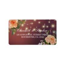 Burgundy Red Floral String Lights Dirección Boda