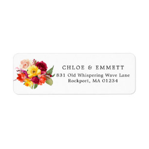 Etiqueta Burgundy Rojo Naranja Amarillo Rosa Floral Direcci