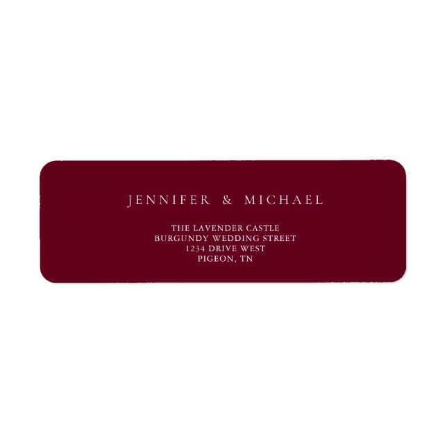 Etiqueta Burgundy Simple New Weds Boda mowing (Frente)
