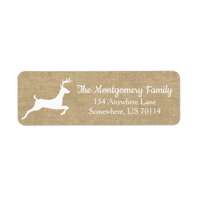 Etiqueta Burlap de Rústico Blanco Reindeante (Frente)