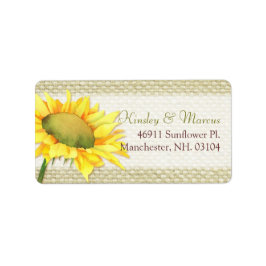 Etiqueta Burlap Sunflower Country Wedding Dirección