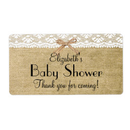 Etiqueta Burlap y Lace Baby Shower-Gracias