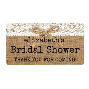Etiqueta Burlap y Lace Bridal Shower