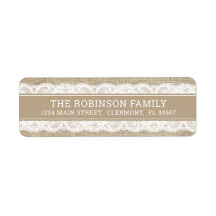 Etiqueta Burlap y Lace Rústicos