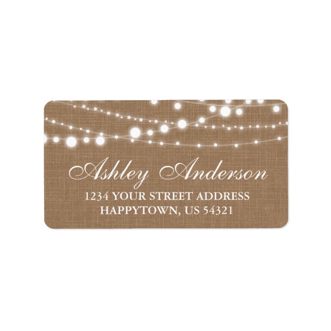 Etiqueta Burlap y String Lights rusos (Frente)