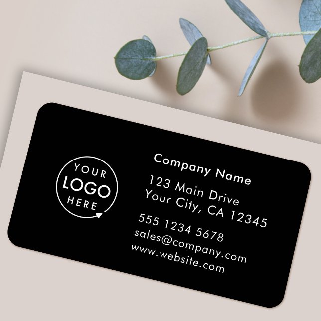 Etiqueta Business Address Label | Logo Company Info Sticker (Company branded return address labels for everyday business professional mailing needs)