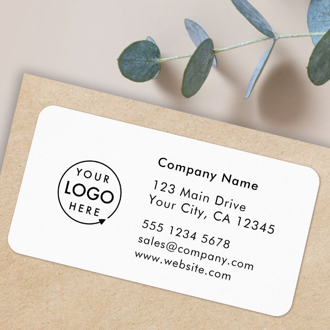 Etiqueta Business Address Label | Logo Company Info Sticker (Company branded return address labels for everyday business professional mailing needs)