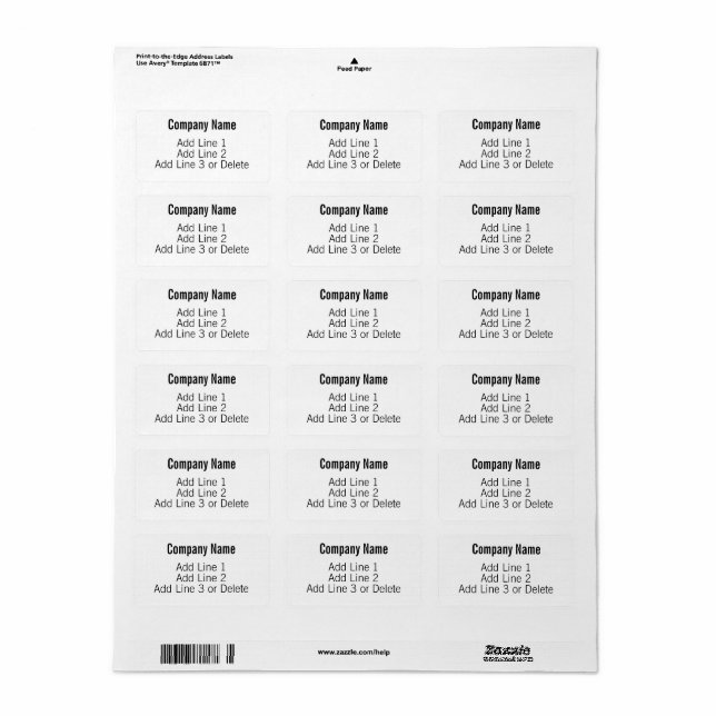 Etiqueta Business Black and White Basic (Hoja Entera)