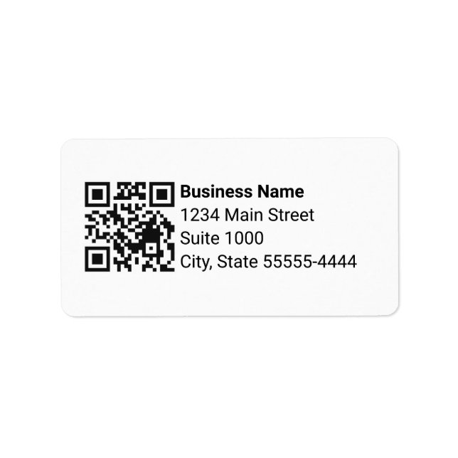 Etiqueta Business QR Code Return Address Template White (Frente)