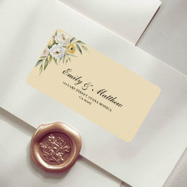 Etiqueta Butter Yellow Floral Wedding Return Address Label