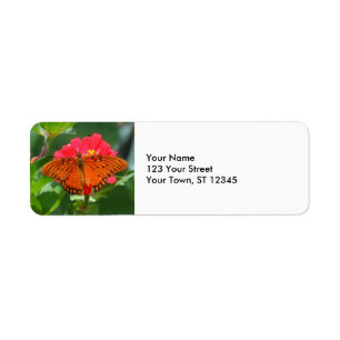 Etiqueta Butterfly and Pink Flower