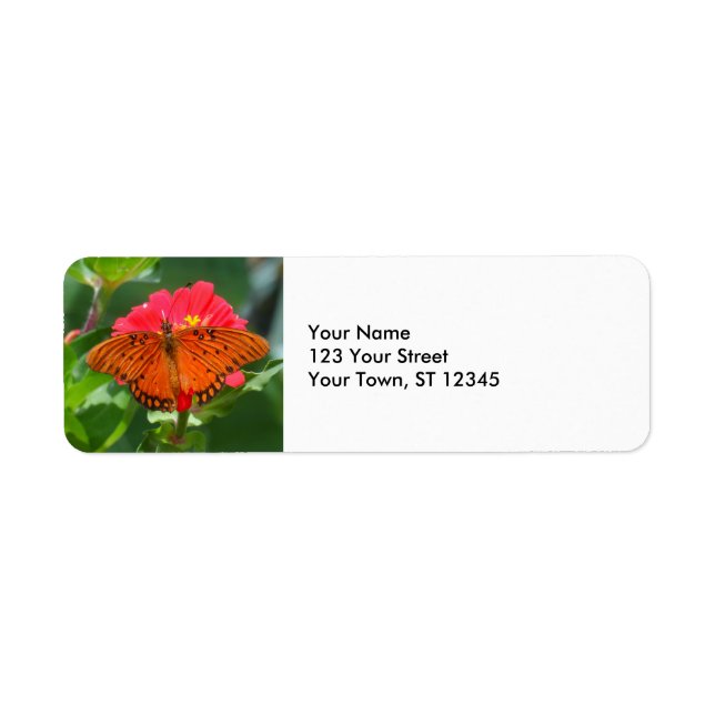 Etiqueta Butterfly and Pink Flower (Frente)