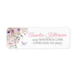 Etiqueta Butterfly Wildflower Return Address Label