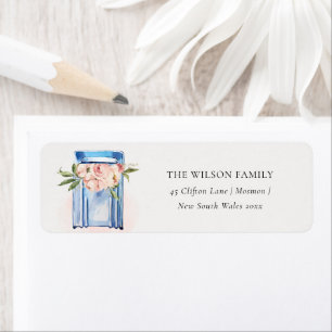 Etiqueta Buzón de correo azul Floral de Peach Hemos movido 