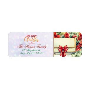Etiqueta Buzón de correo de Poinsettia personalizado "Feliz