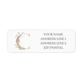 Etiqueta C Monograma Floral Personalizado