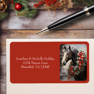 Etiqueta Caballo con dirección de Navidades de la corona de