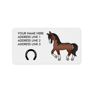 Etiqueta Caballo De Dibujos Animados Trotones Marrón