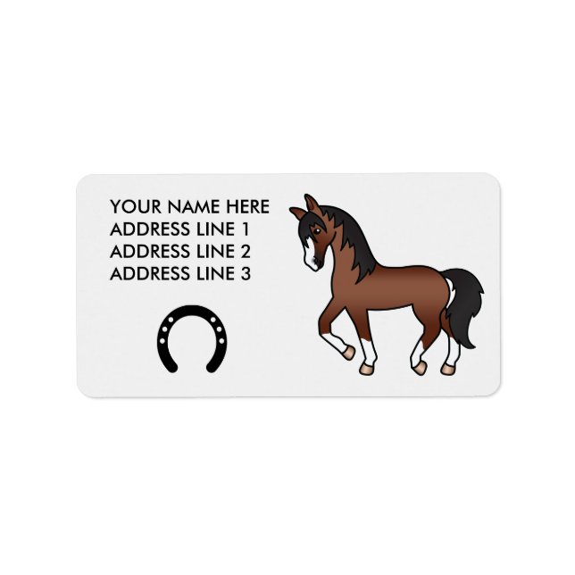 Etiqueta Caballo De Dibujos Animados Trotones Marrón (Frente)